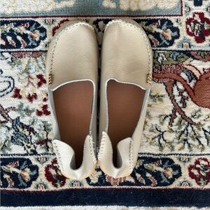 Eggshell blue genuine Italian leather loafers